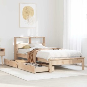 Cama con estantería sin colchón madera maciza de pino 90x200