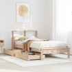 Cama con estantería sin colchón madera maciza de pino 90x190 cm