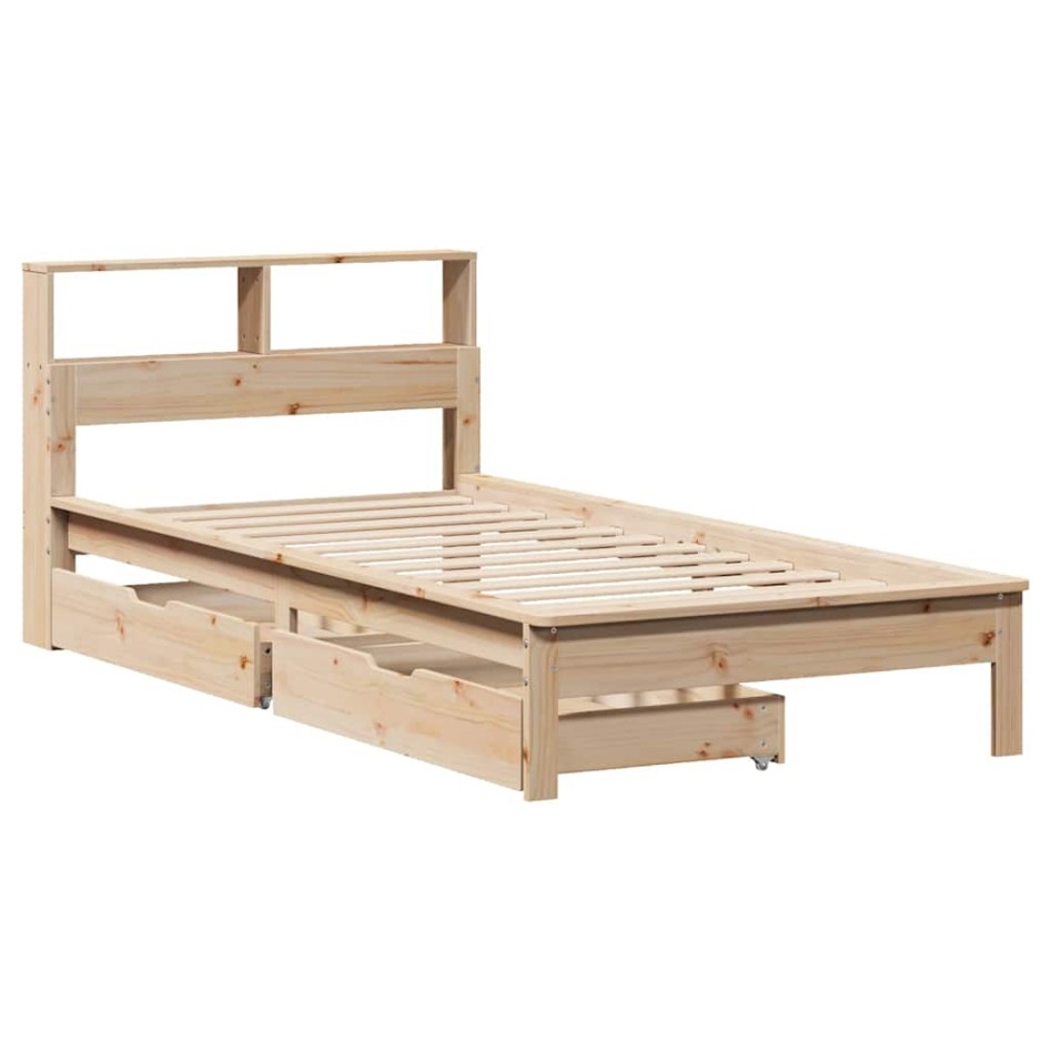 Cama con estantería sin colchón madera maciza de pino 90x190