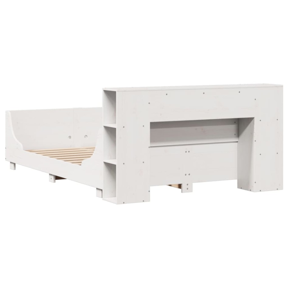 Estructura de cama sin colchón madera de pino blanca 140x190