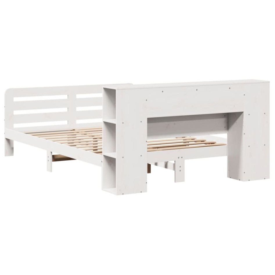 Estructura de cama sin colchón madera de pino blanca 140x200