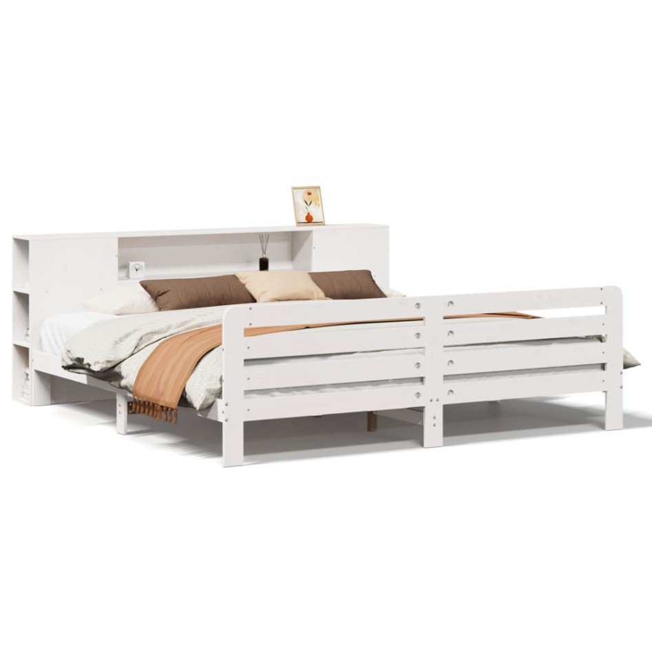 Estructura de cama sin colchón madera maciza blanca 200x200