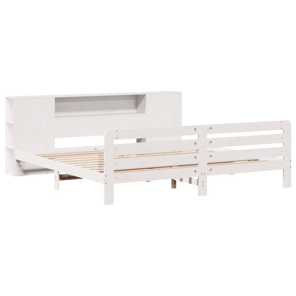 Estructura de cama sin colchón madera maciza blanca 200x200