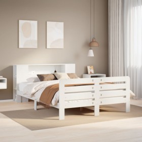 Estructura de cama sin colchón madera de pino blanca 140x190