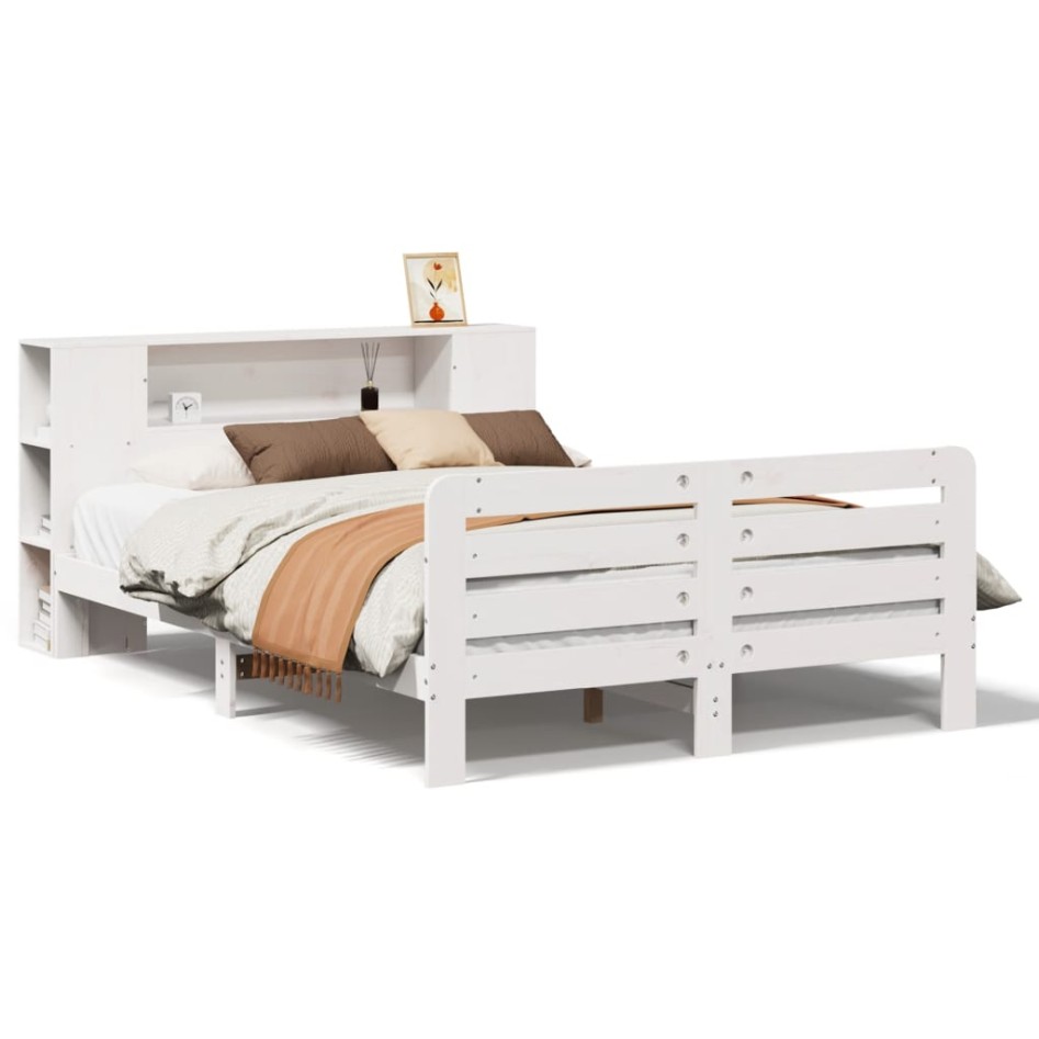 Estructura de cama sin colchón madera de pino blanca 140x190