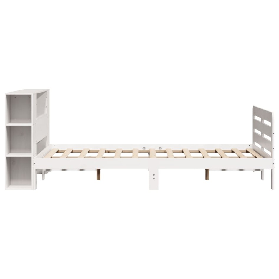 Estructura de cama sin colchón madera de pino blanca 140x190