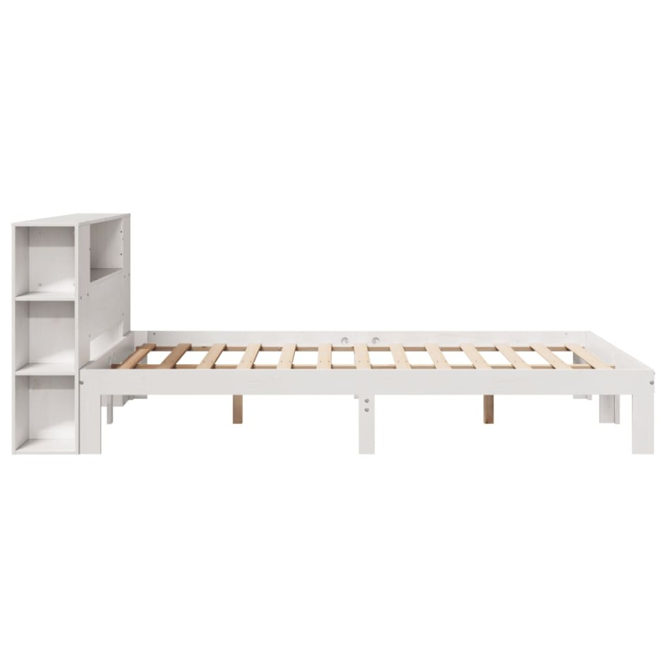 Cama con estantería sin colchón madera maciza blanca 140x190
