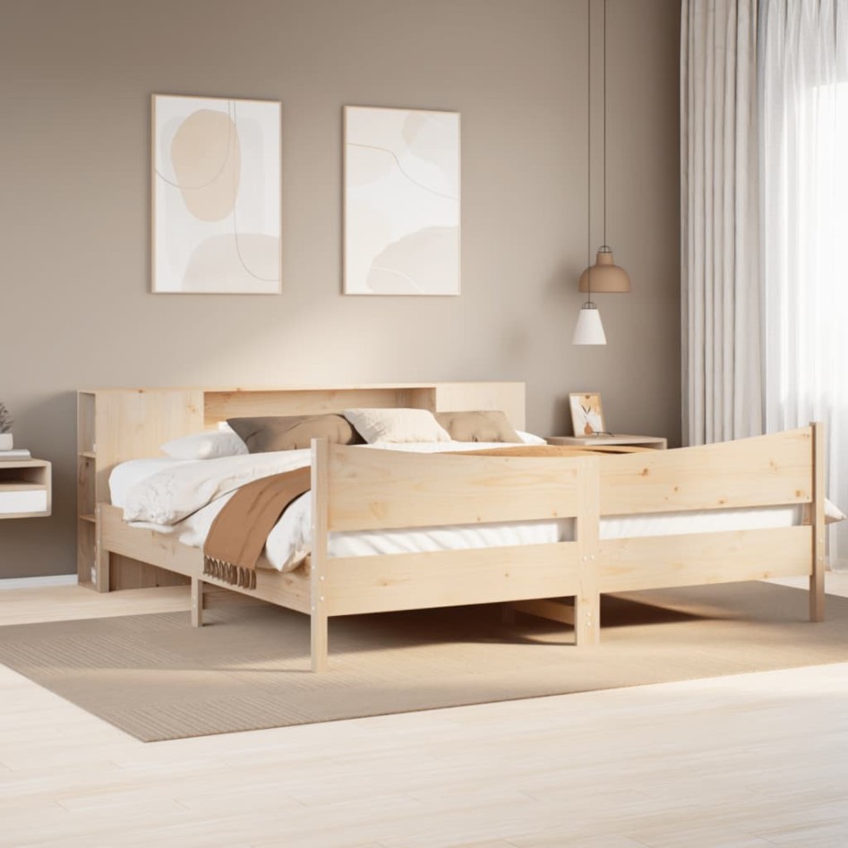 Estructura de cama sin colchón madera maciza de pino 180x200