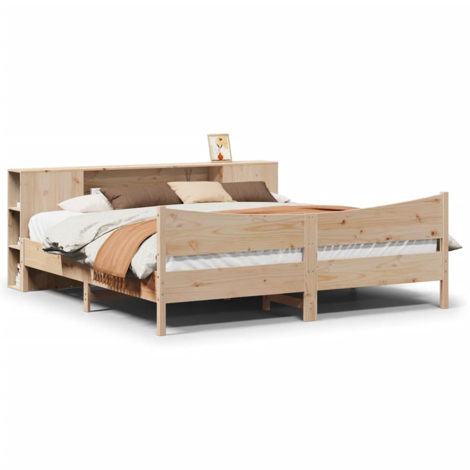 Estructura de cama sin colchón madera maciza de pino 180x200