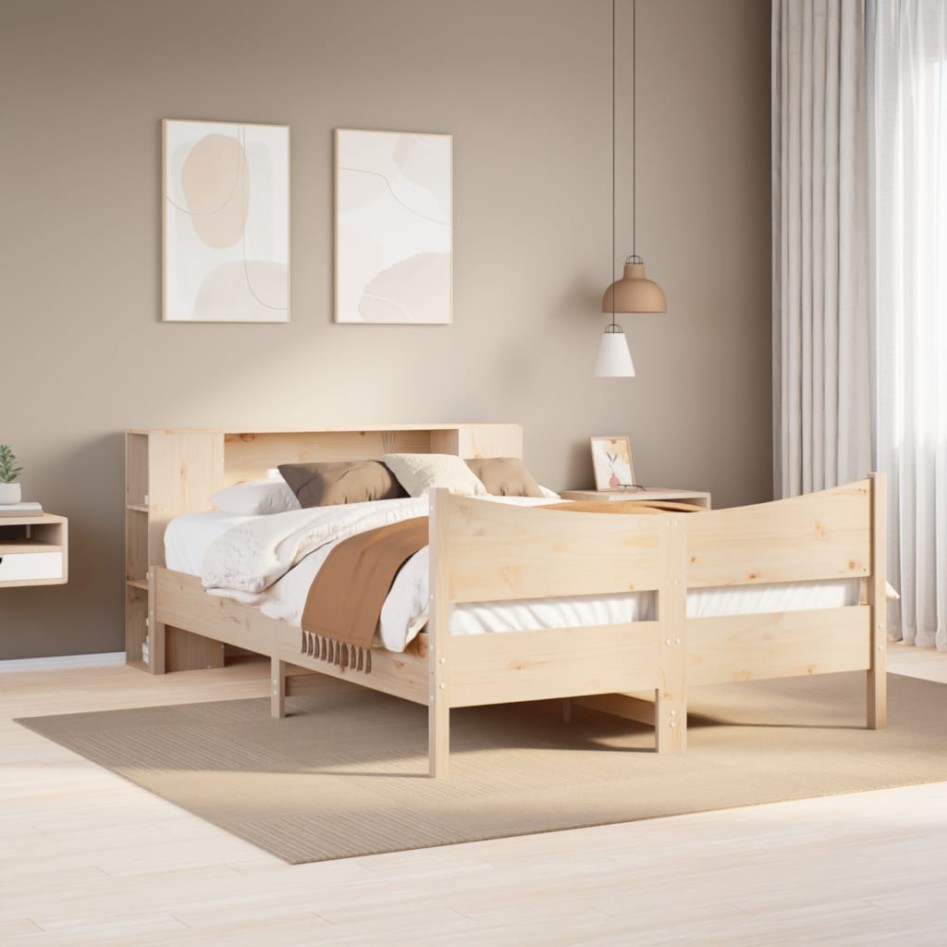 Estructura de cama sin colchón madera de pino blanca 140x200