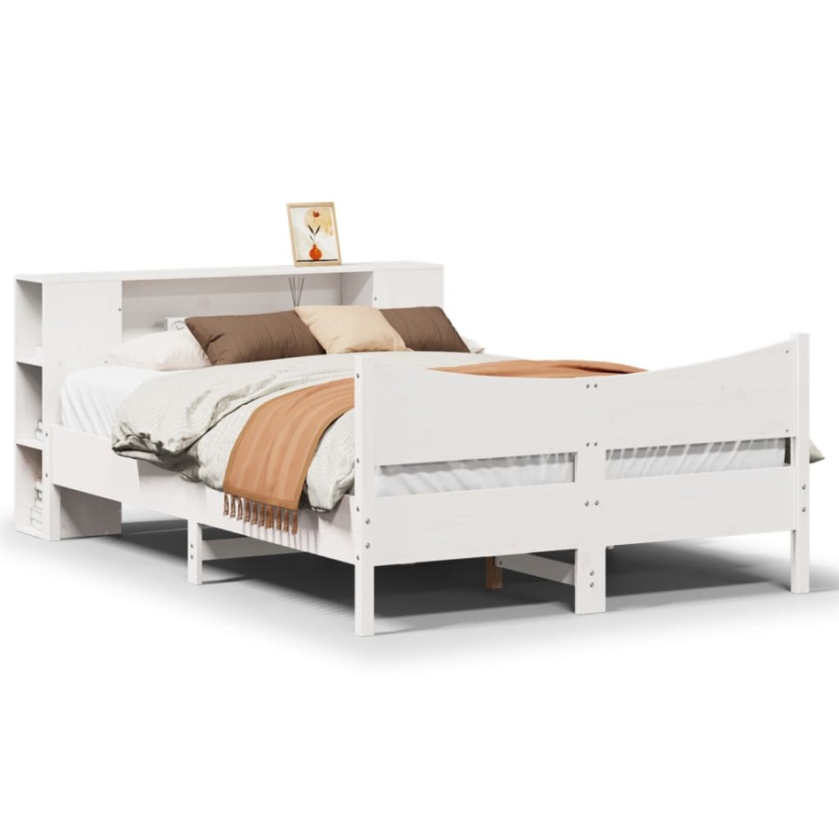 Estructura de cama sin colchón madera de pino blanca 120x200