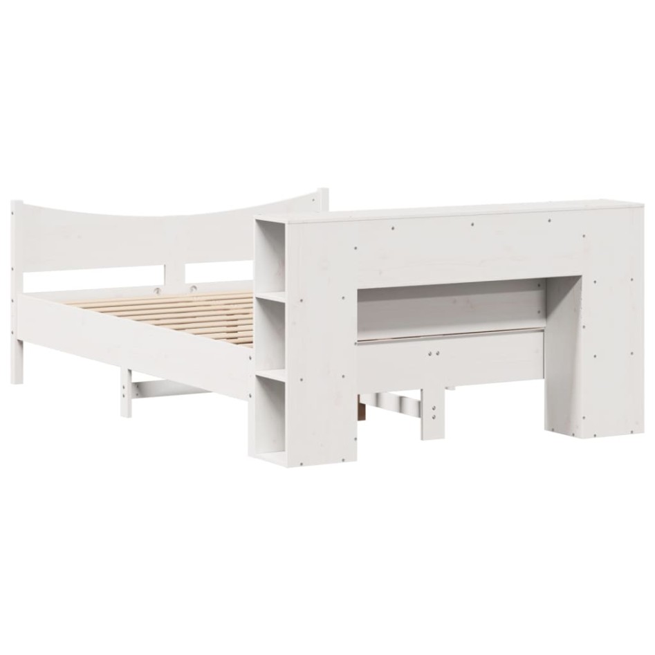 Estructura de cama sin colchón madera de pino blanca 120x200
