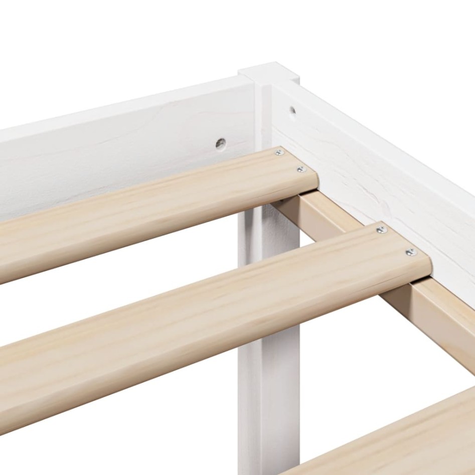 Cama con estantería sin colchón madera maciza blanca 150x200