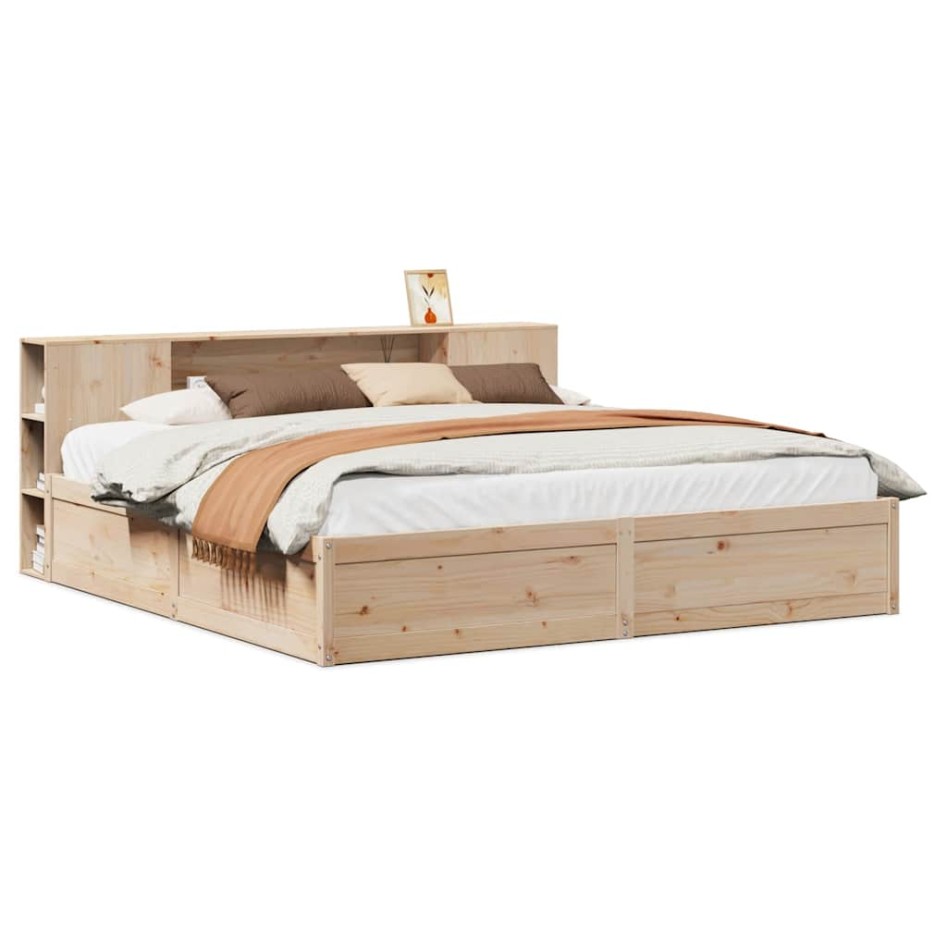Estructura de cama sin colchón madera maciza de pino 180x200