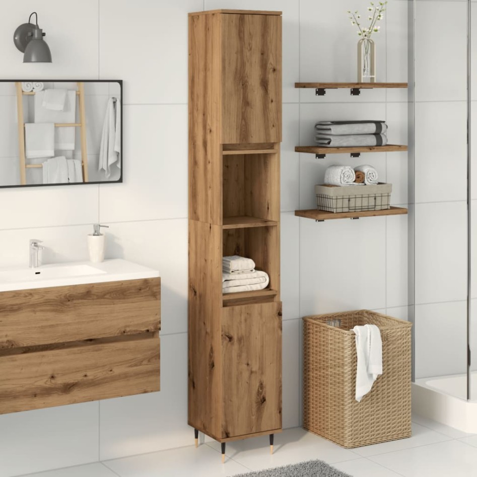 Armario de baño madera contrachapada roble artisan 30x30x190