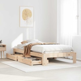 Estructura de cama sin colchón madera maciza de pino 100x200
