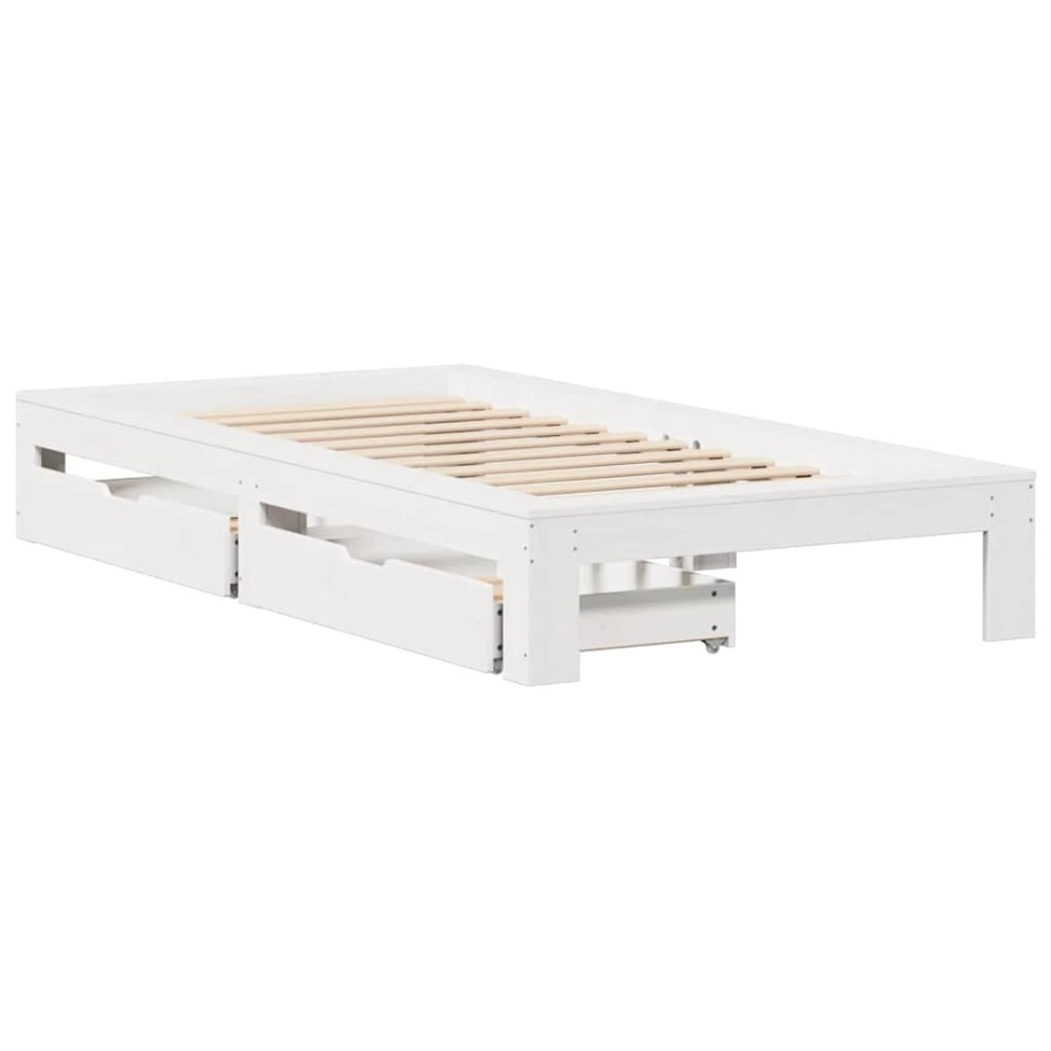 Estructura de cama sin colchón madera maciza blanca 75x190