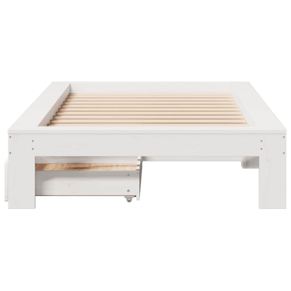 Estructura de cama sin colchón madera maciza blanca 75x190