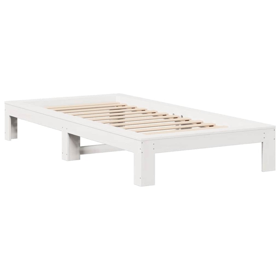 Estructura de cama sin colchón madera maciza blanca 75x190