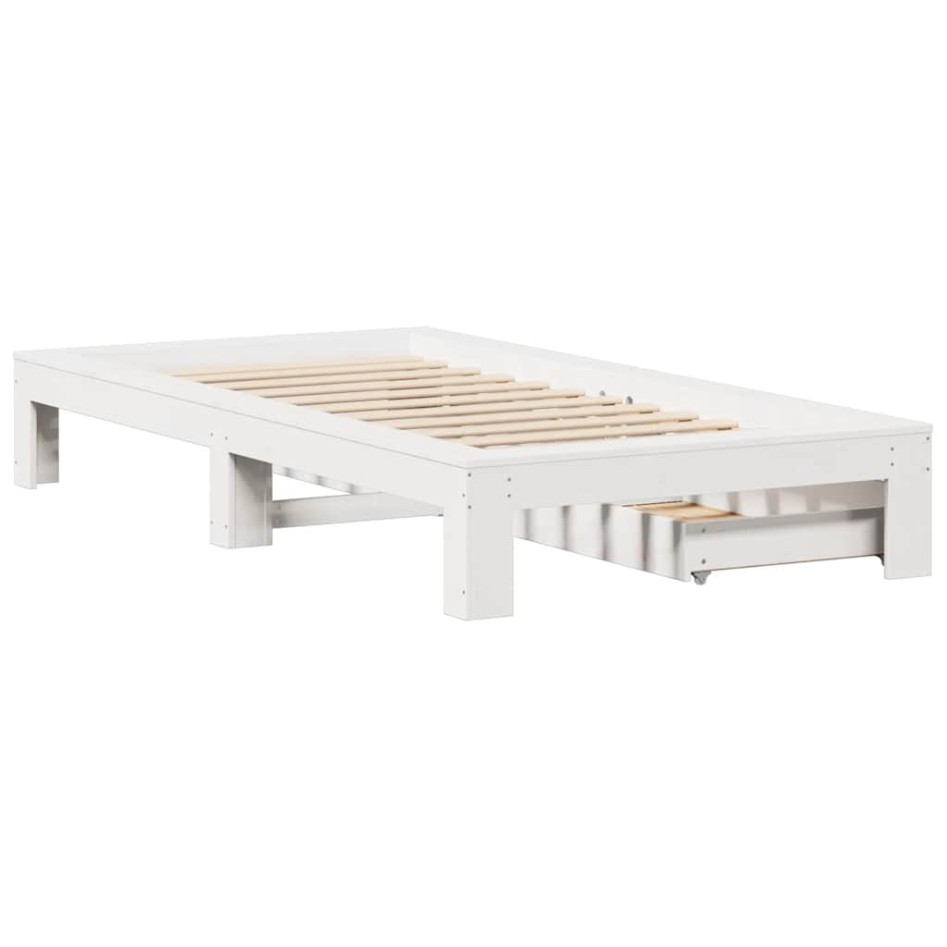 Estructura de cama sin colchón madera maciza blanca 75x190