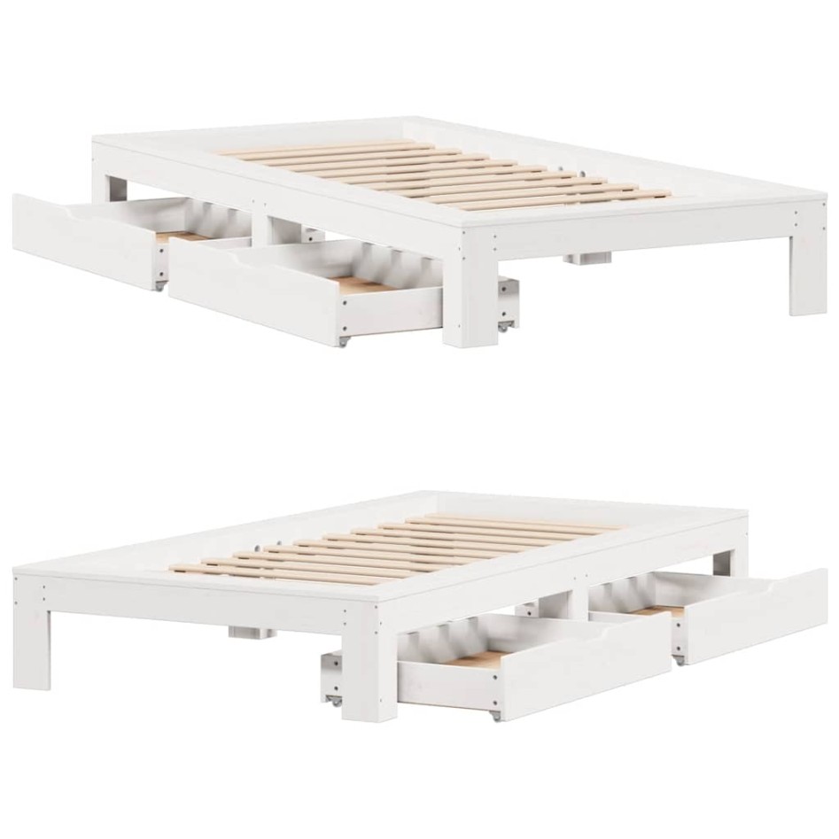Estructura de cama sin colchón madera maciza blanca 75x190