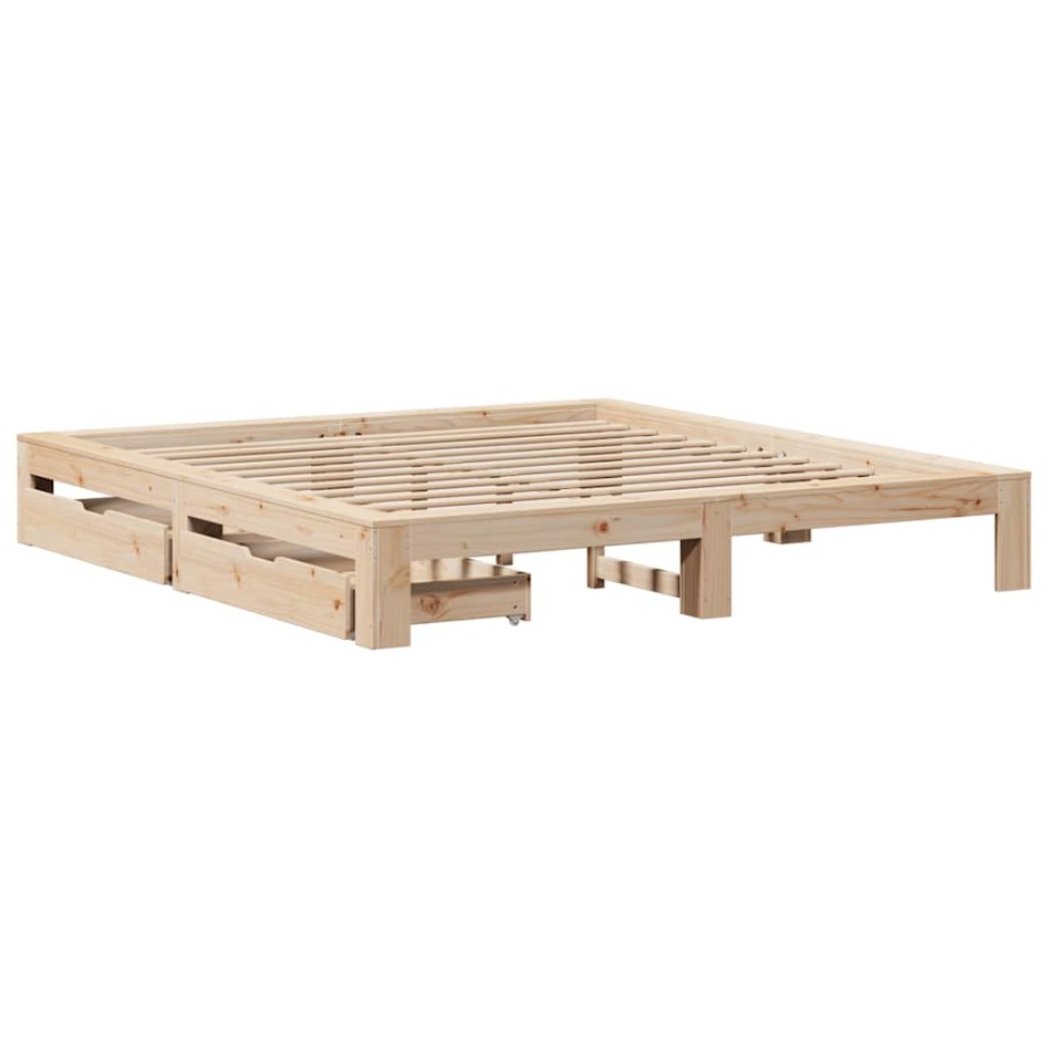 Estructura de cama sin colchón madera maciza de pino 180x200