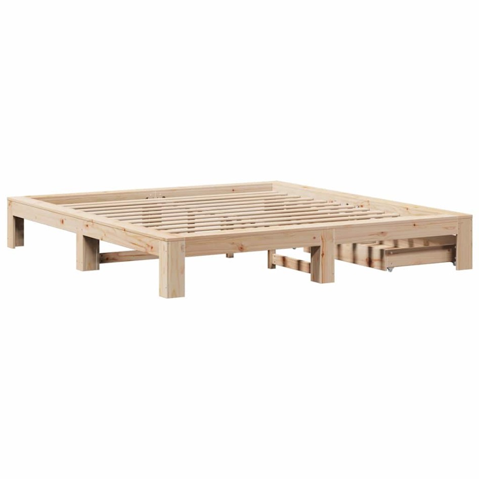 Estructura de cama sin colchón madera maciza de pino 180x200