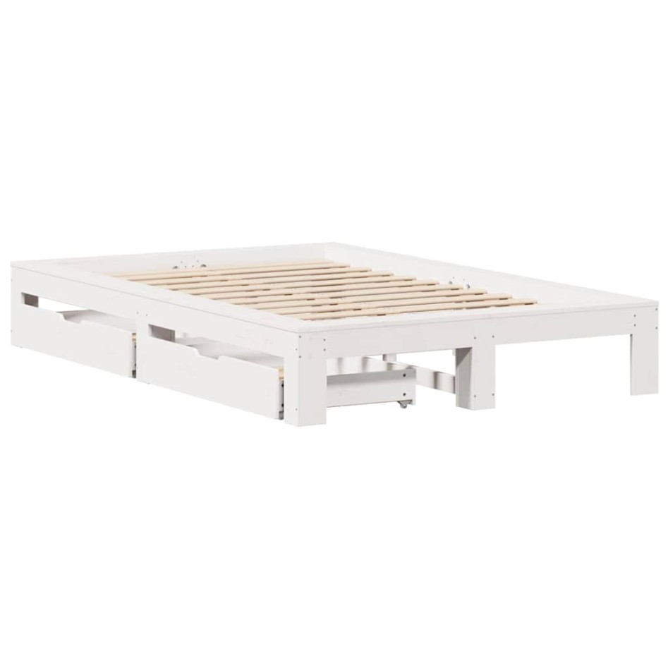 Estructura de cama sin colchón madera maciza blanca 120x190