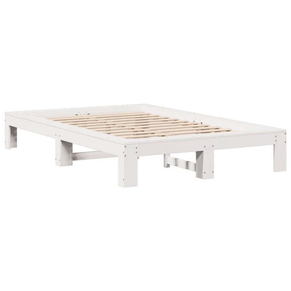 Estructura de cama sin colchón madera maciza blanca 120x190