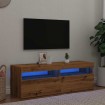 Mueble de TV luces LED madera roble artisan 120x35x40 cm