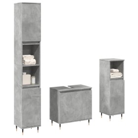 Set muebles de baño 2 piezas madera contrachapada gris