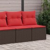 Set sofás jardín y cojines 2 pzas ratán sintético acacia marrón