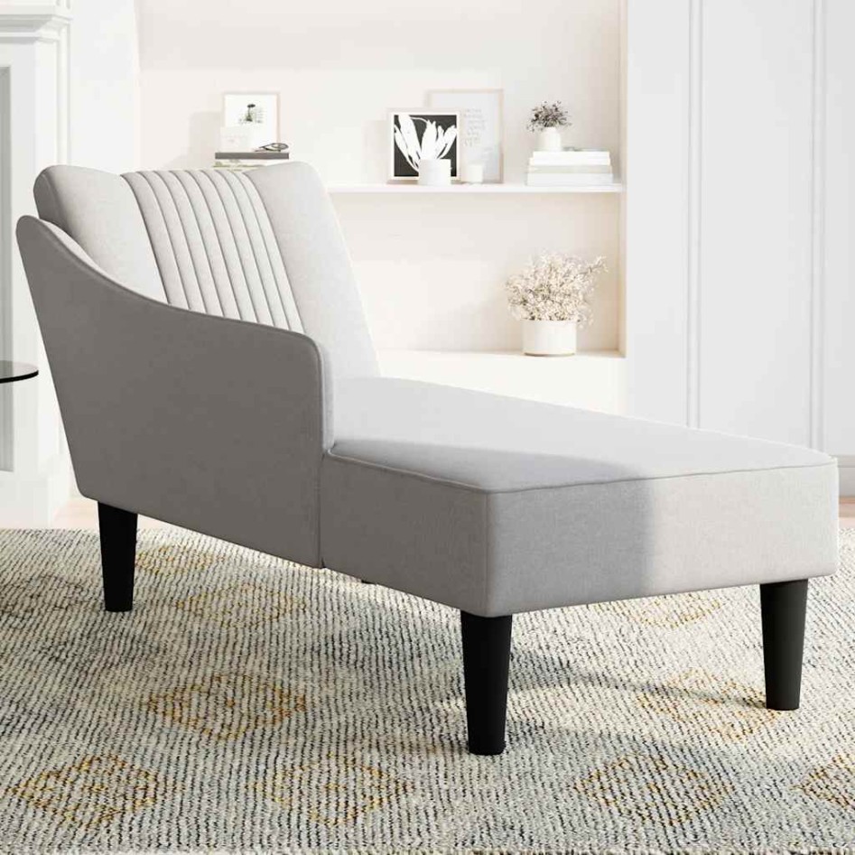Chaise longue con reposabrazos derecho tela gris