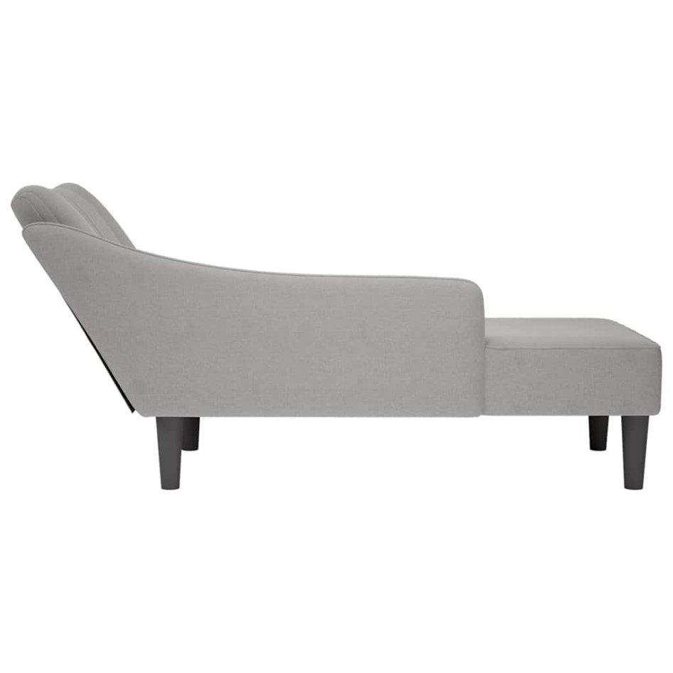 Chaise longue con reposabrazos derecho tela gris