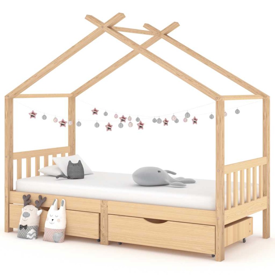 Estructura cama niños con cajones madera maciza pino 90x200