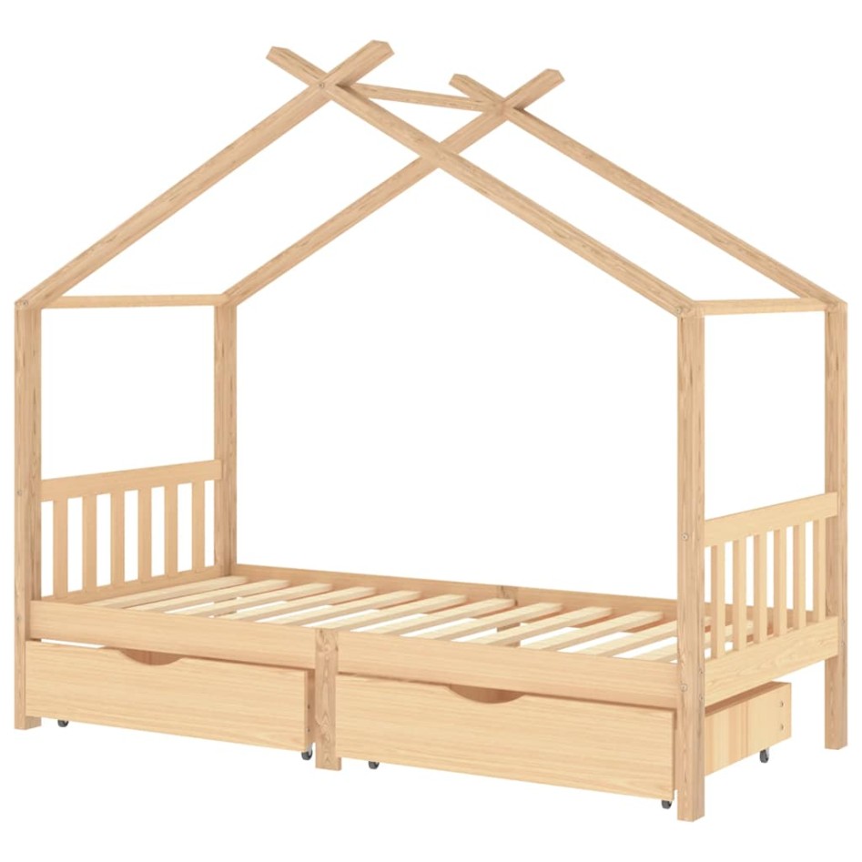 Estructura cama niños con cajones madera maciza pino 90x200