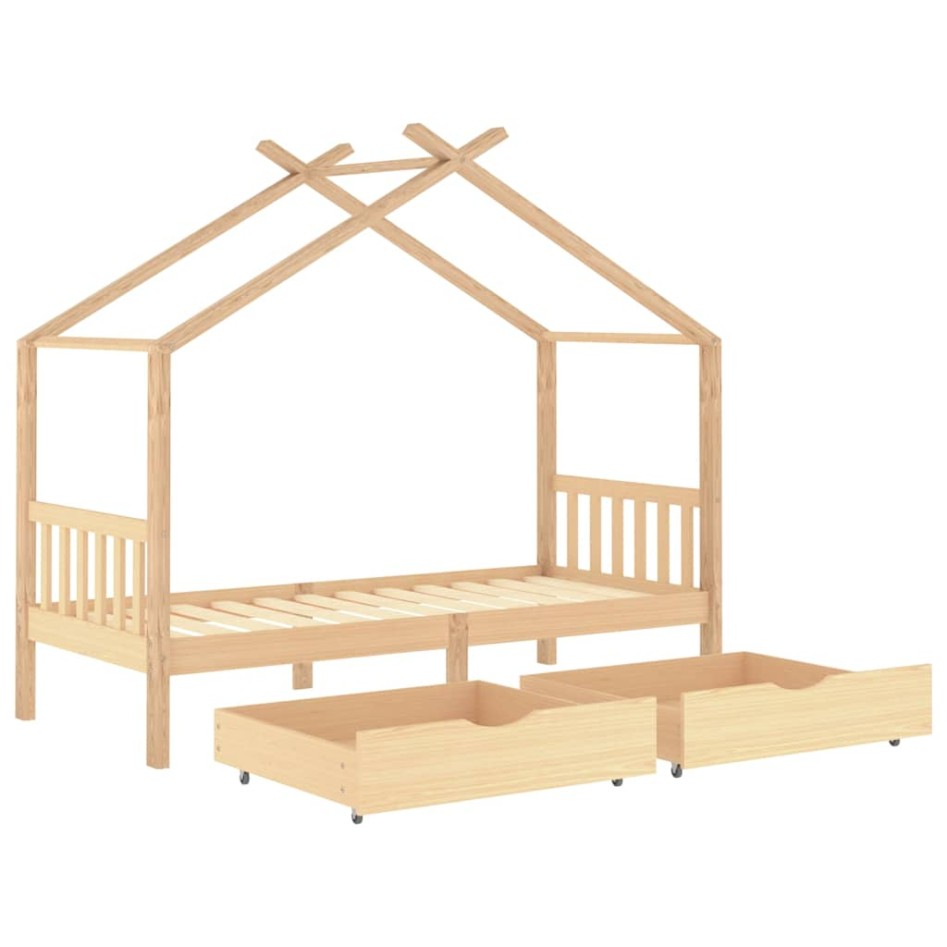 Estructura cama niños con cajones madera maciza pino 90x200
