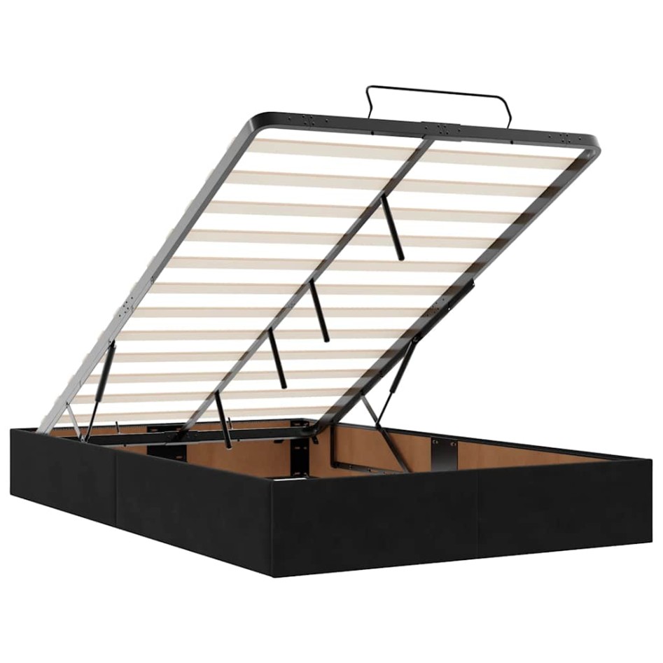 Cama otomana con colchón y LED terciopelo negro