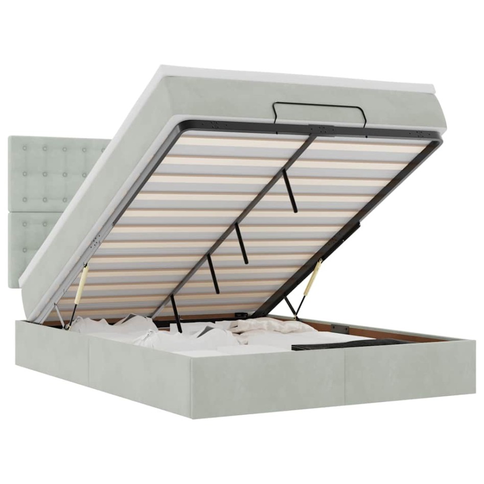 Estructura cama otomana colchones gris claro