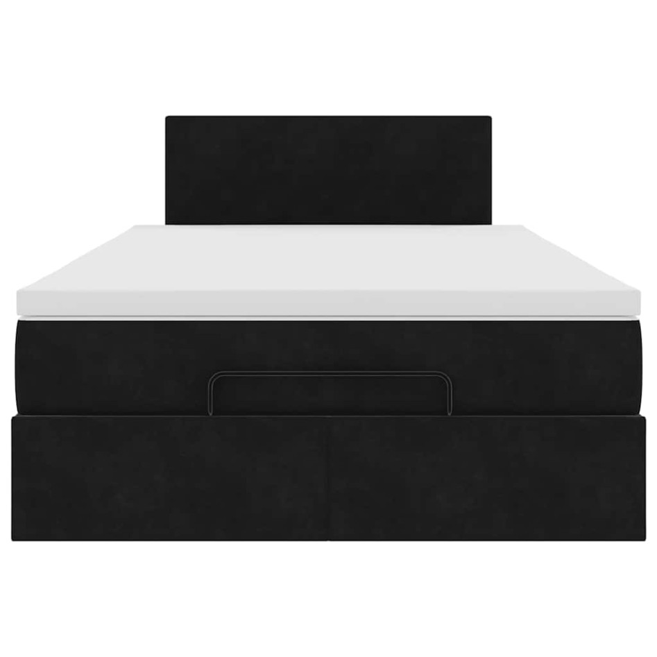 Cama otomana con colchón y LED terciopelo negro