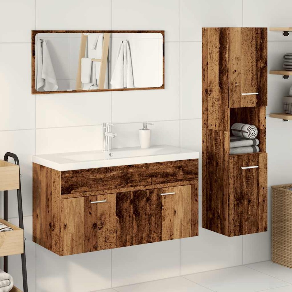 Juego de muebles de baño 4 piezas madera ingeniería