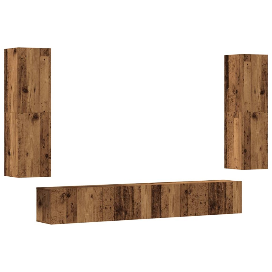 Muebles de TV de pared 4 uds madera vieja madera de