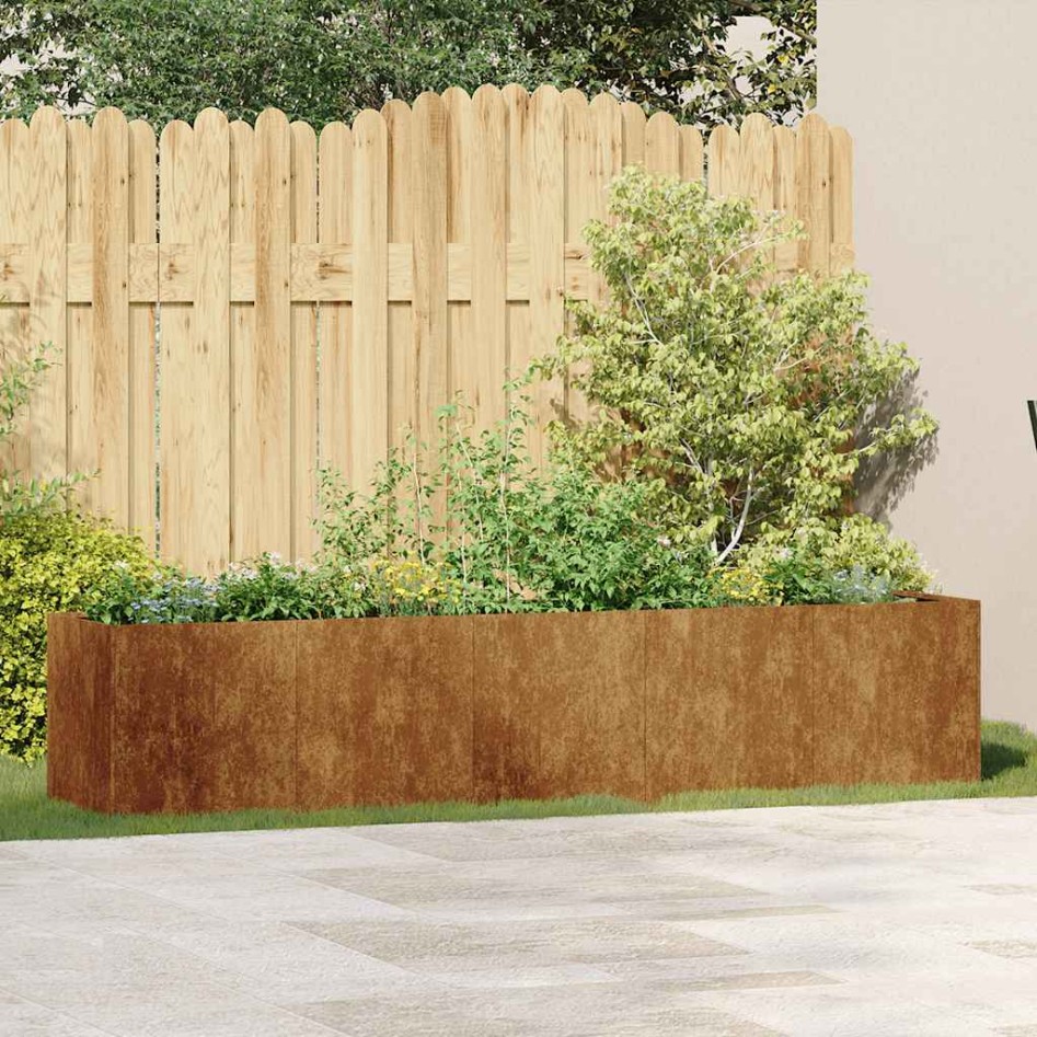 Jardinera oxidada 200x40x40 cm acero