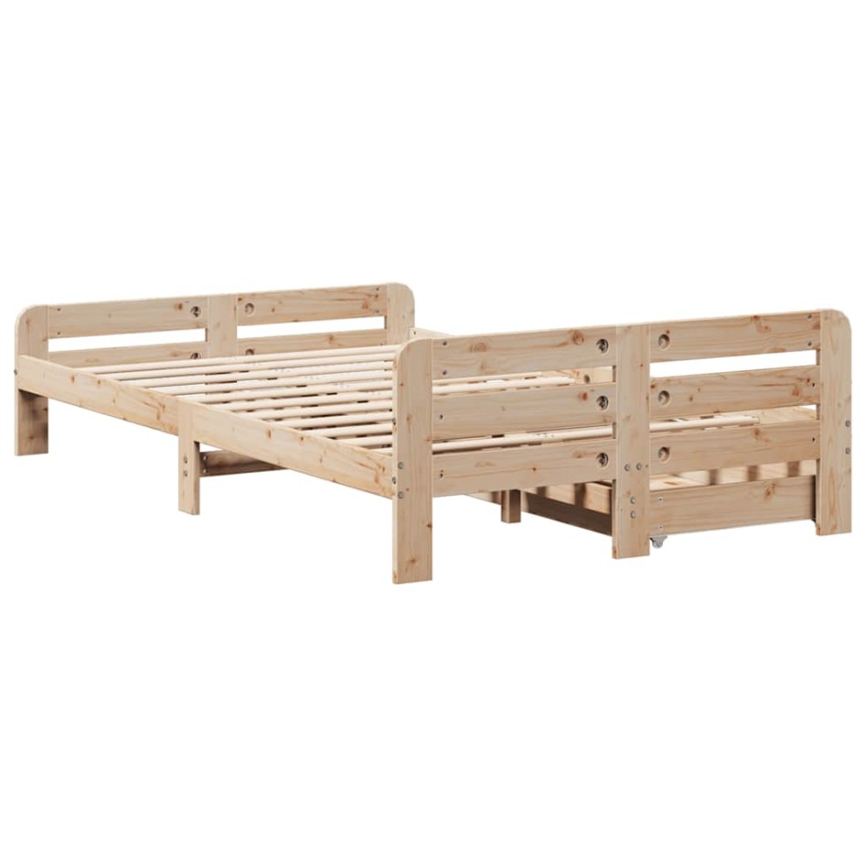 Estructura de cama sin colchón madera maciza de pino 135x190