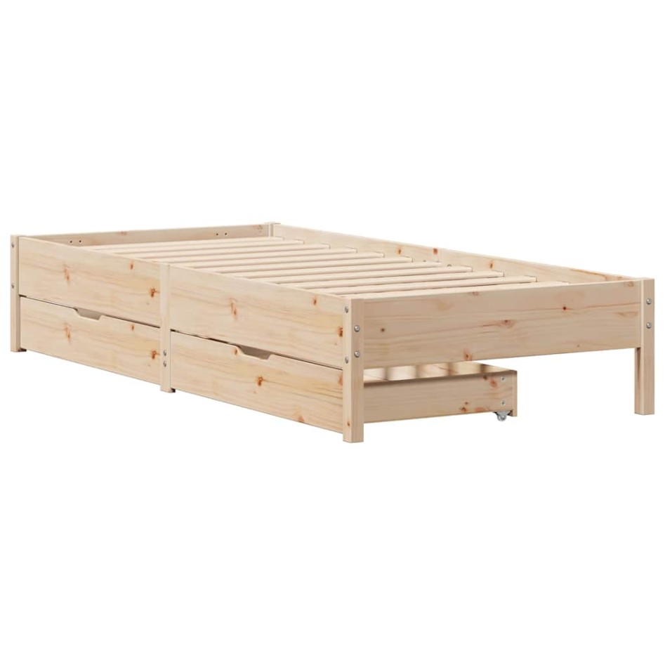 Estructura de cama sin colchón madera maciza de pino 90x190