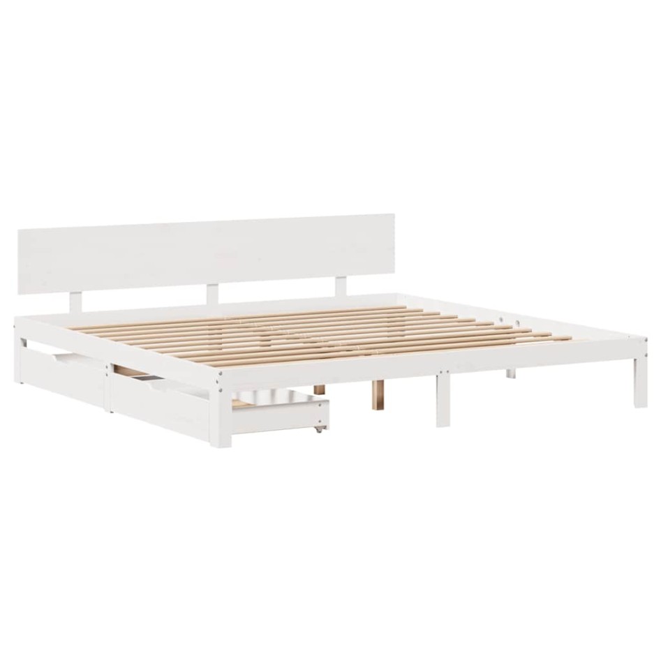 Estructura de cama con cajones madera maciza de pino 200x200