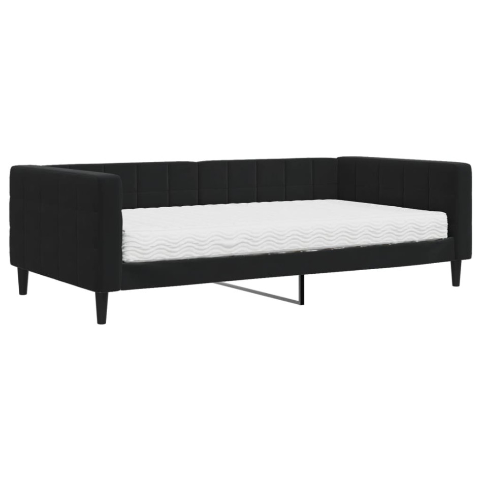 Sofá cama con colchón terciopelo negro 100x200