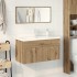Juego de muebles baño 3 piezas madera ingeniería roble