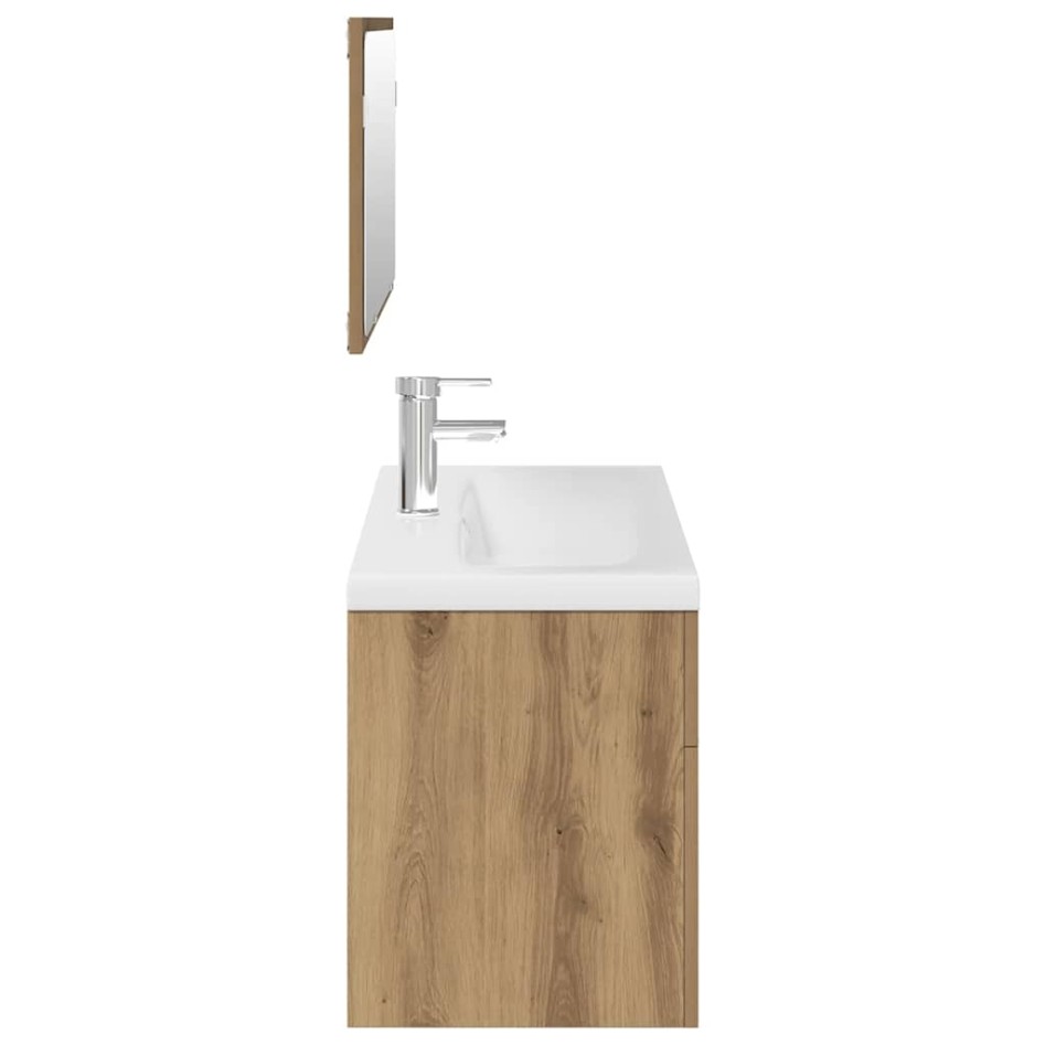 Juego de muebles baño 3 piezas madera ingeniería roble