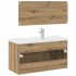 Juego de muebles baño 3 piezas madera ingeniería roble